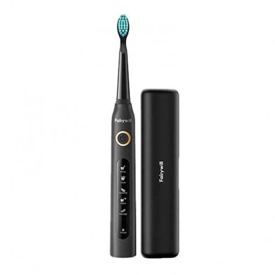 Fairywill sonic electric toothbrush in black with hard travel case